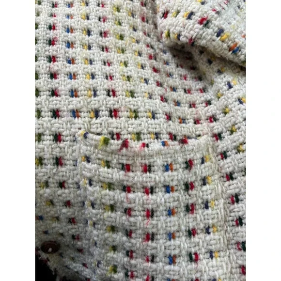 Las Americas 100% Wool Confetti Knit Button Cardigan Jacket Made in Ecuador - Picture 7 of 10